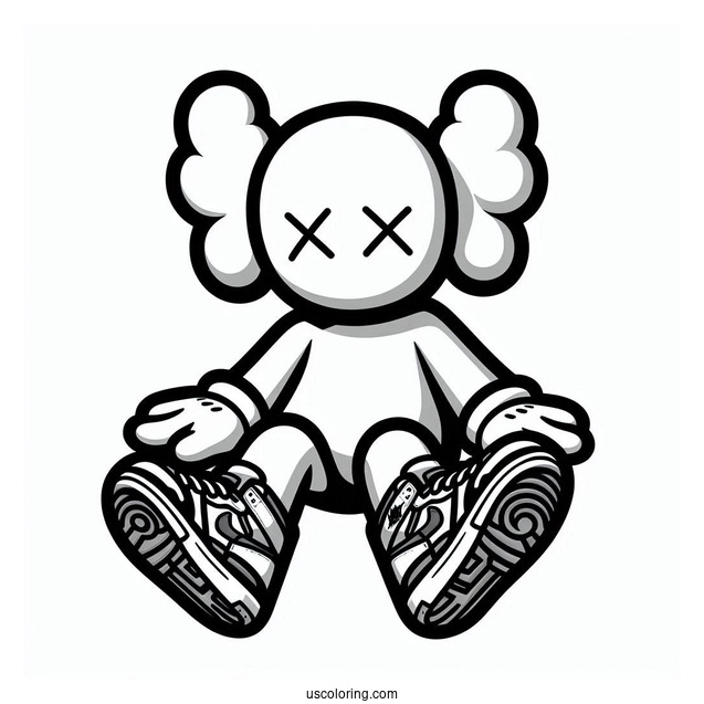 Dissected KAWS Coloring Page Companion In Air Jordan Pose