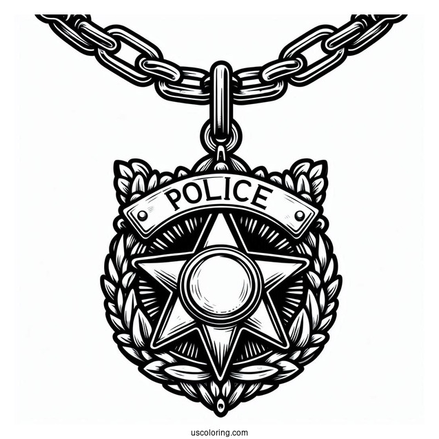 Hanging Police Officer Badge On Chain