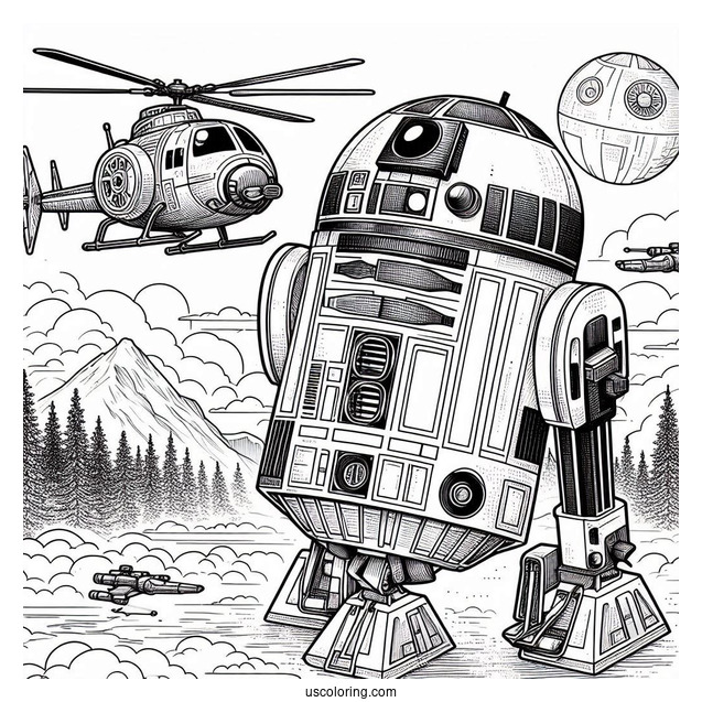 Chopper, BB8, And R2-D2 Coloring Page
