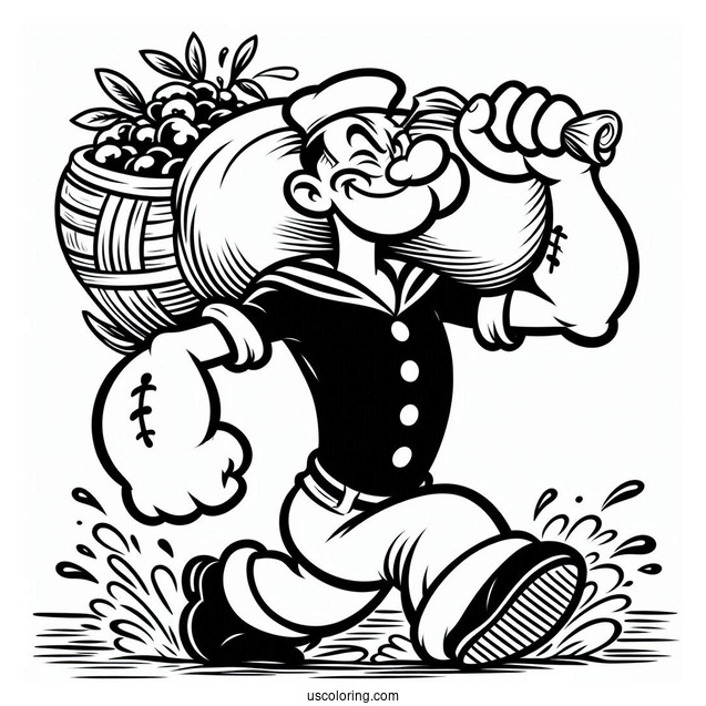 Popeye Coloring Page The Sailor Man Carrying Olive Oyl On His Shoulder