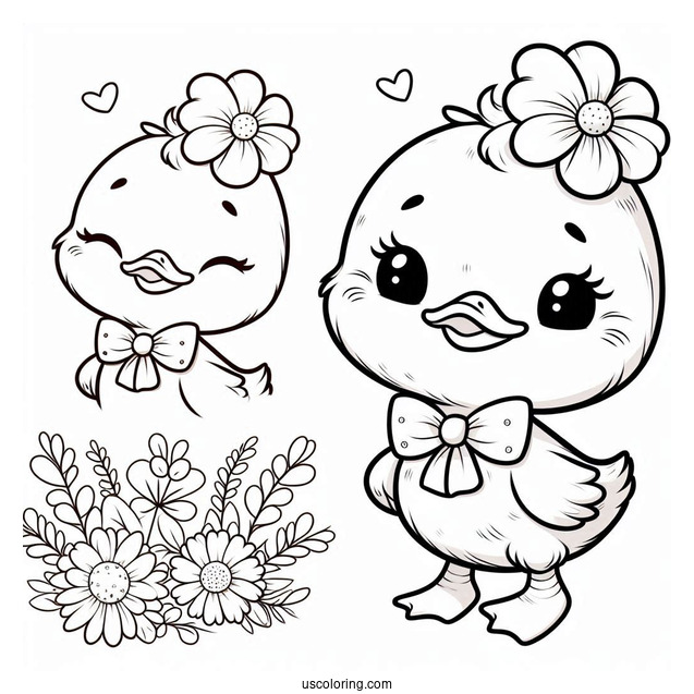 Smiling Duckling With Flower And Bowtie