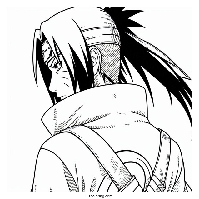 Uchiha Sasuke Coloring Page Looking Back