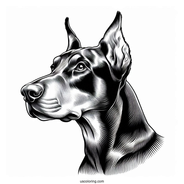 Close Up Of Alert Dobermann