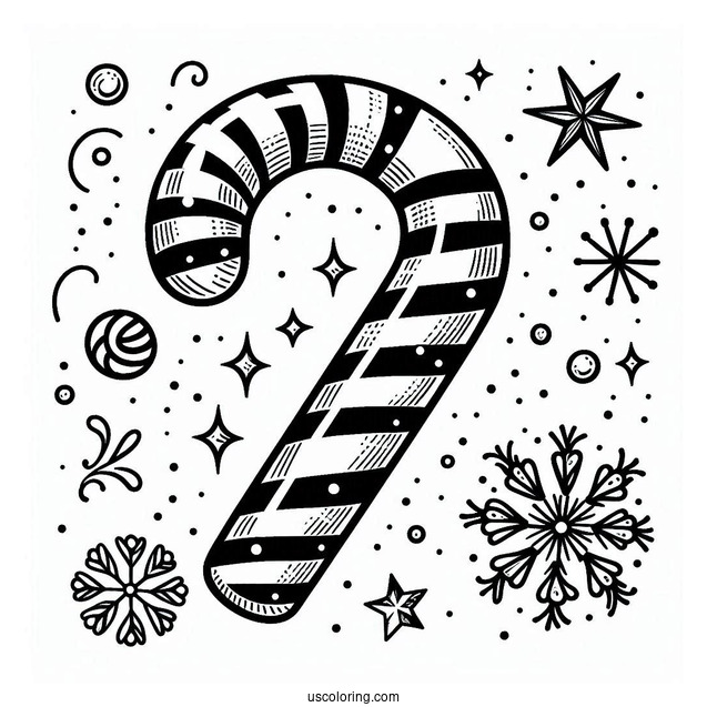 Simple To Color Candy Cane For Kids