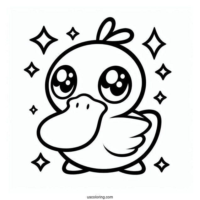 Starry Eyed Psyduck Coloring Page For Kids