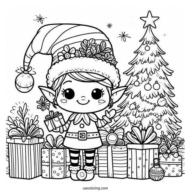 Merry Christmas Themed Elf With Presents