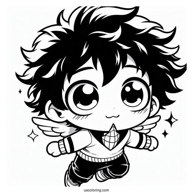 Cute Baby Izuku Midoriya Deku Coloring Page For Preschoolers