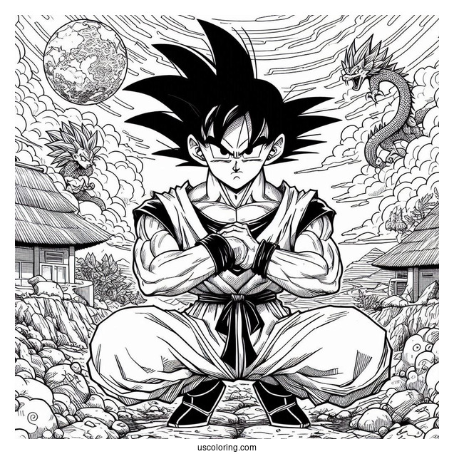 Manga Coloring Page Of Dragon Ball Z Detailed Panel
