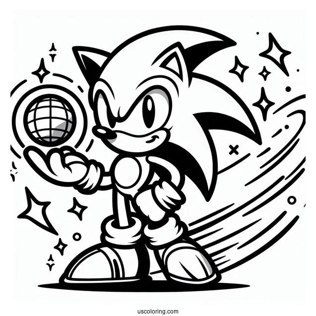 2D Retro Sonic Coloring Page