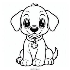 Cute Coloring Page Of Puppy Pluto For Kids