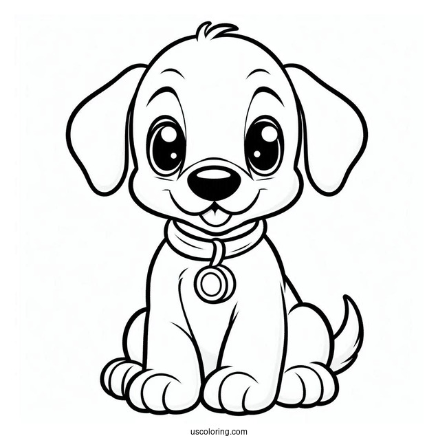 Cute Coloring Page Of Puppy Pluto For Kids