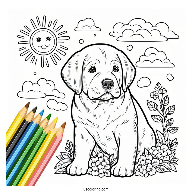 Easy Outline Of Labrador Retriever Coloring In
