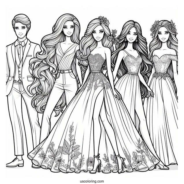 Barbie And Ken Dolls To Color