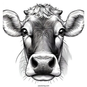 Close Up Of Jersey Cow Face Coloring In