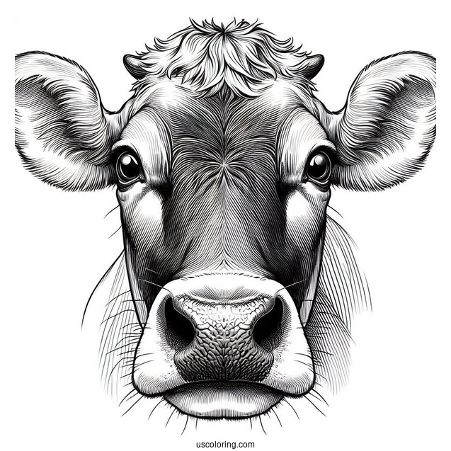 Close Up Of Jersey Cow Face Coloring In