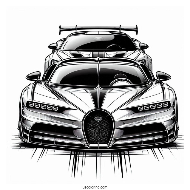 Lamborghini Revuelto vs Bugatti Coloring Page