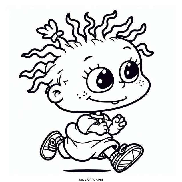 Rugrats Coloring Page Of Kawaii Kimi Finster Running For Preschoolers