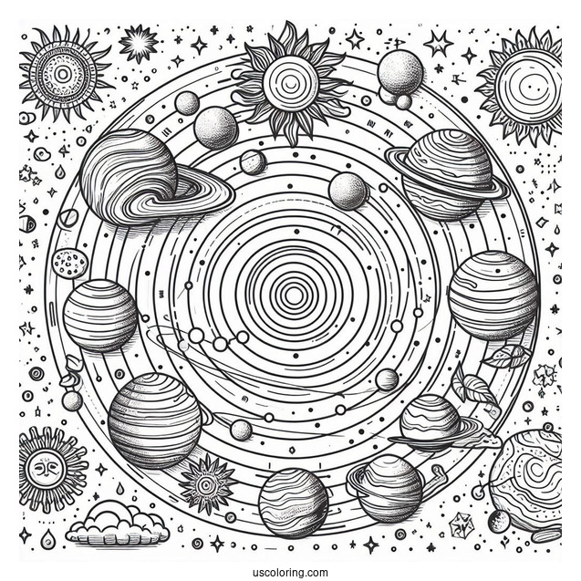 Solar System Map Coloring Page For Kids
