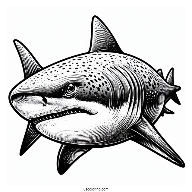 Close Up Of Bull Shark Coloring Page