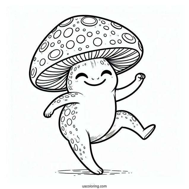 Mushroom Coloring Page Of Happy Toad Dancing Coloring Page For Kids