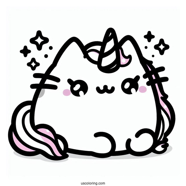 Kawaii Unicorn Pusheen Coloring Sheet