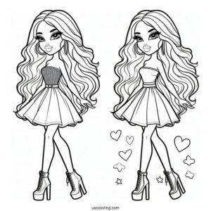 Bratz Yasmin In Skirt Coloring Sheet