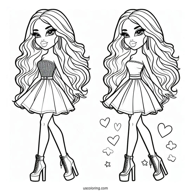 Bratz Yasmin In Skirt Coloring Sheet