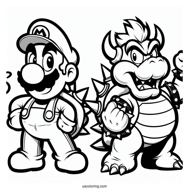 Super Mario And Bowser Coloring Sheet