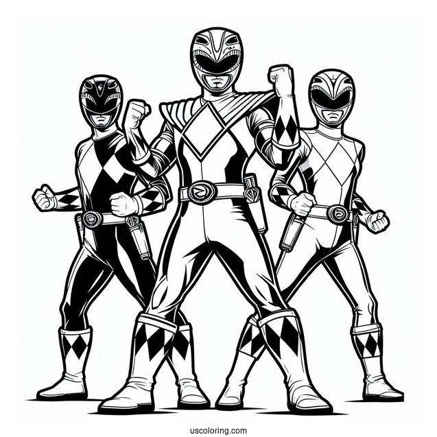 Coloring Page Of Power Rangers In Iconic Pose
