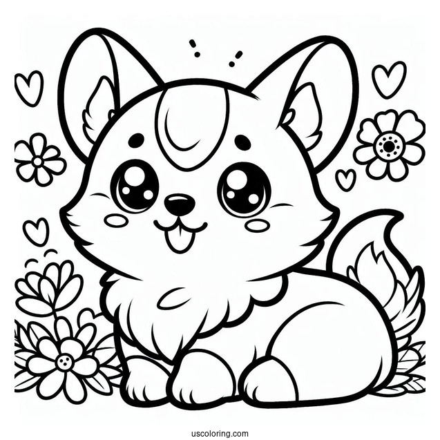 Kawaii Corgi Outline For Preschoolers