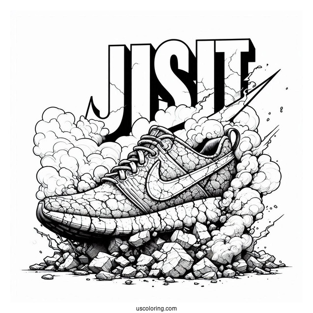 Nike Coloring Page Of Crumbling Just Do It Logo