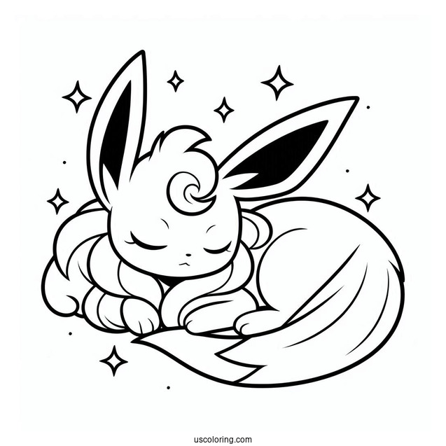 Cute Sleeping Sylveon Coloring Page