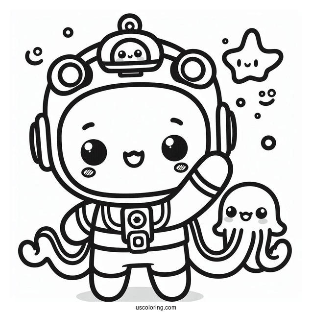 Octonauts Coloring Page Of Kawaii Dashi Waving
