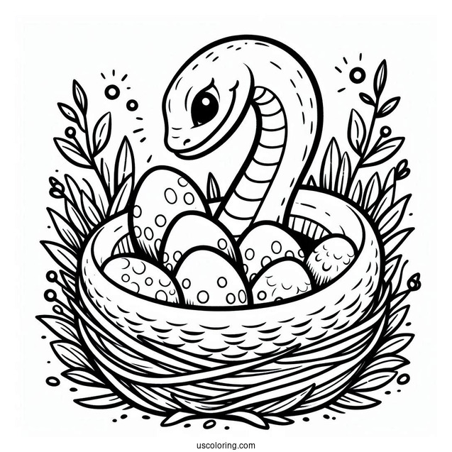 Mother Snake Protecting Eggs