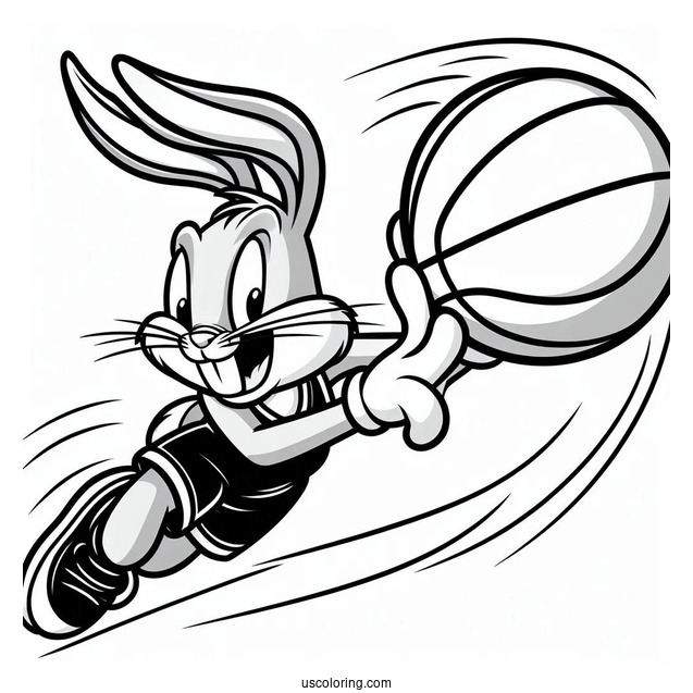 Bugs Bunny Dribbling Ball Coloring Page