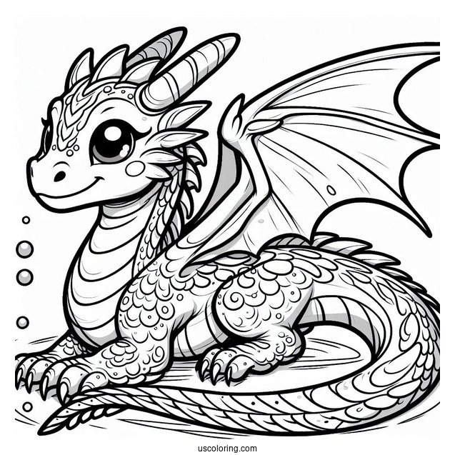 Adorable Water Dragon To Color