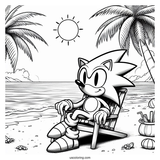 Chilling Sonic Exe Coloring Page On The Beach