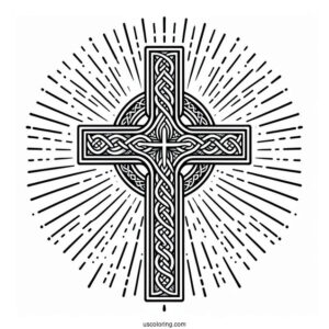 Celtic Cross With Beams From Heaven Coloring