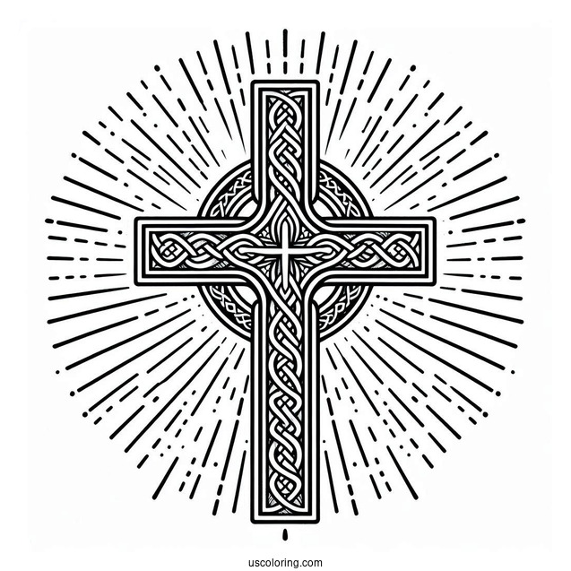Celtic Cross With Beams From Heaven Coloring