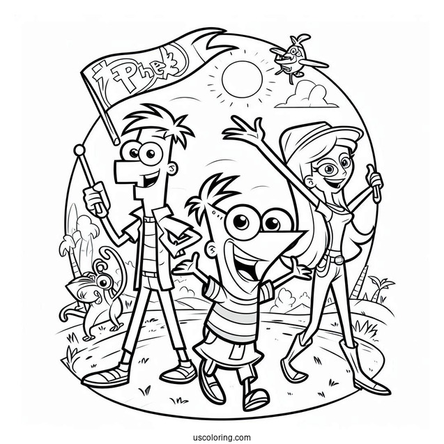 Simple Phineas And Ferb Coloring Page