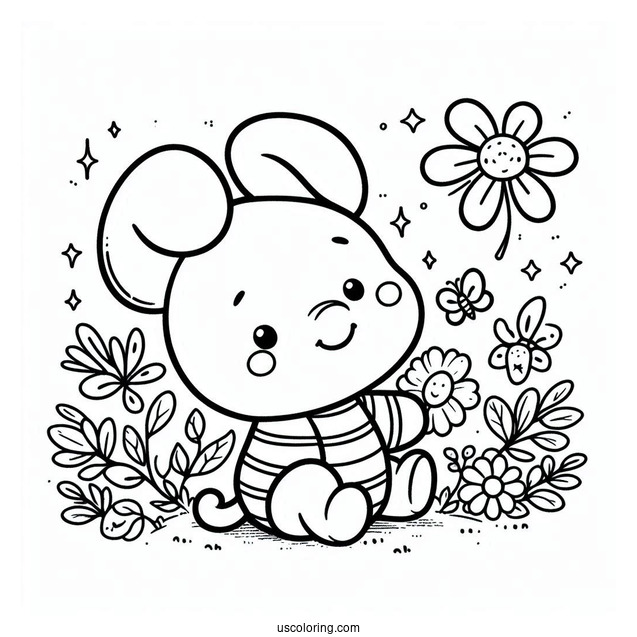 Kawaii Piglet Coloring Page With Winnie The Pooh For Preschoolers
