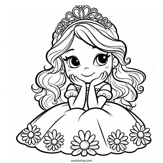 Cute Princess Daisy Coloring Page Smiling For Preschoolers