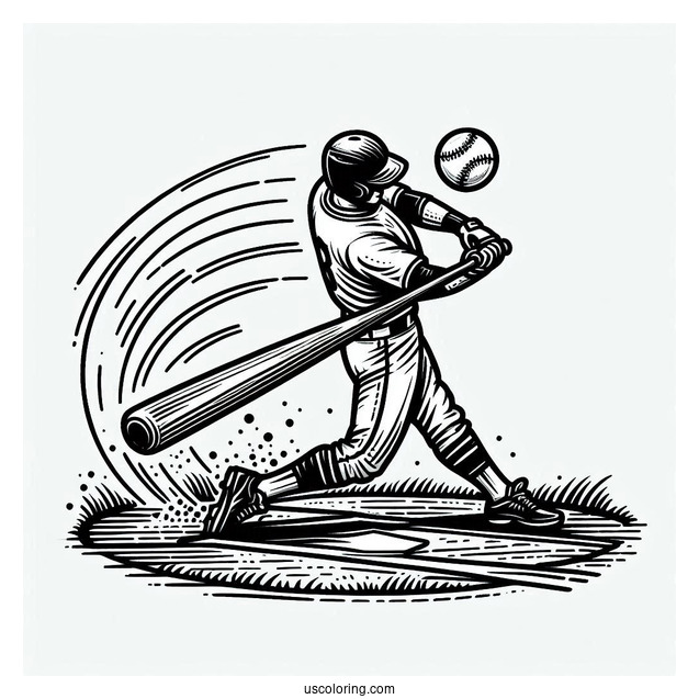 Baseball Batter Hitting a Home Run To Color