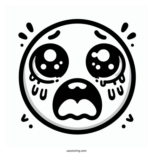 Face Screaming In Fear Emoji Coloring Page For Preschoolers