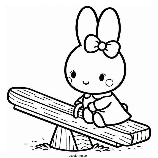 Miffy Coloring Page Of Melanie On A Seesaw For Kids