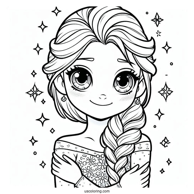 Easy Elsa Coloring Sheet For Young Kids