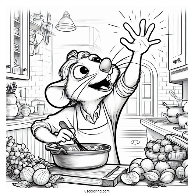 Skinner Catching Ratatouille Coloring Page In the Kitchen