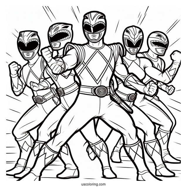 Coloring Page Of Power Rangers In Iconic Pose