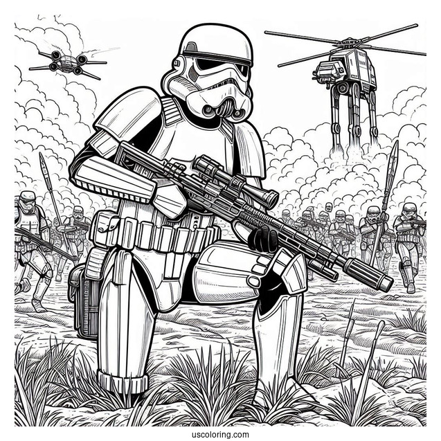 Stormtrooper Coloring Page In The Battlefield
