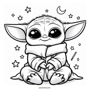 Cute Baby Yoda And Stich To Color